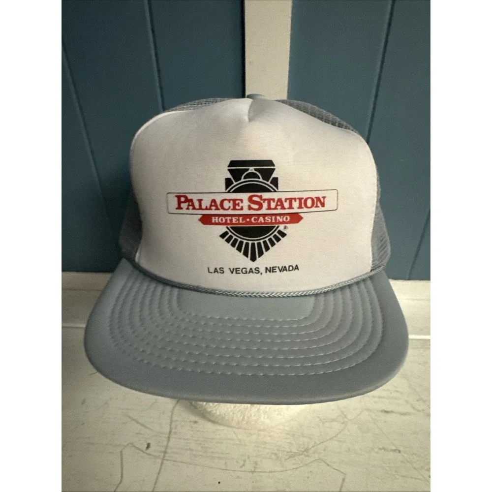 Vtg Palace Station Las Vegas Hotel Casino Rope Trucker Hat‎ Baseball Cap EUC
